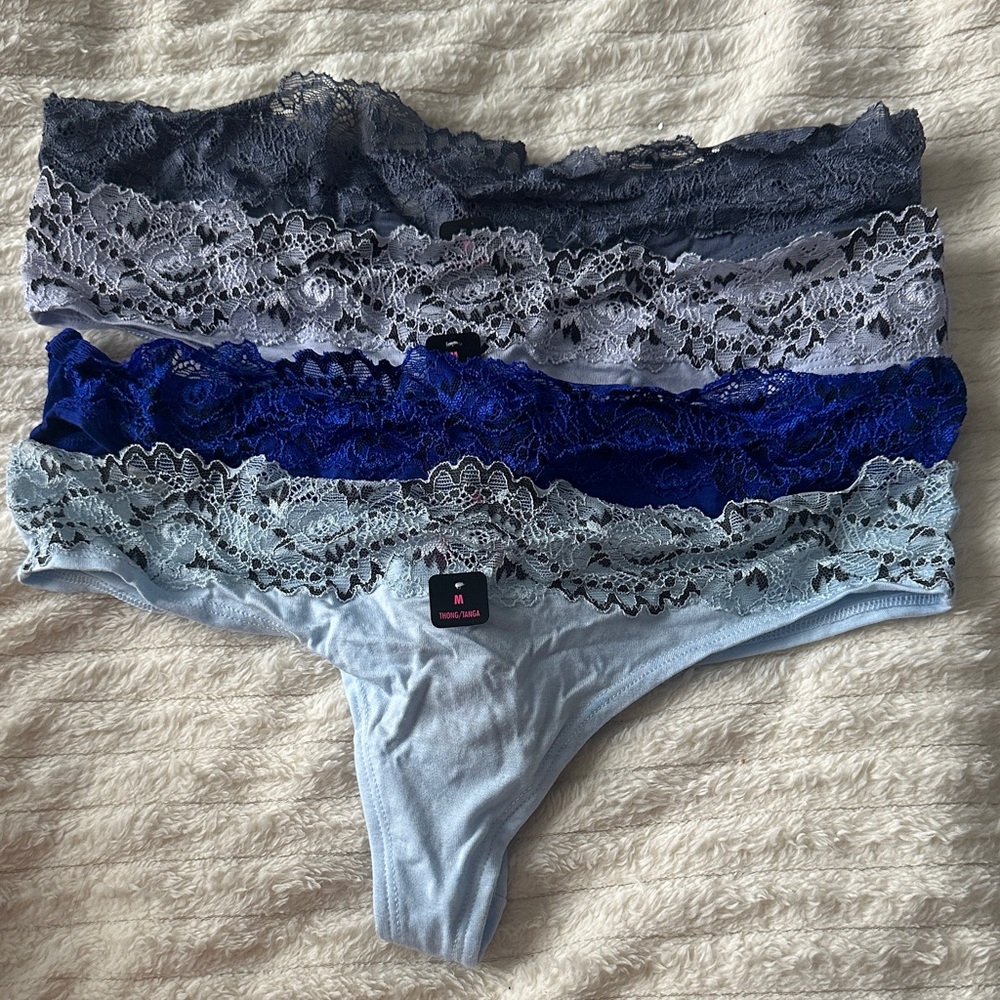 La SENZA Lace Panty Set - Dark Gray, Light Gray, Blue